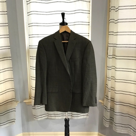 Lauren Ralph Lauren Men Size 44R Houndstooth Brown Blazer Sports Coat Wool Work - Picture 1 of 13